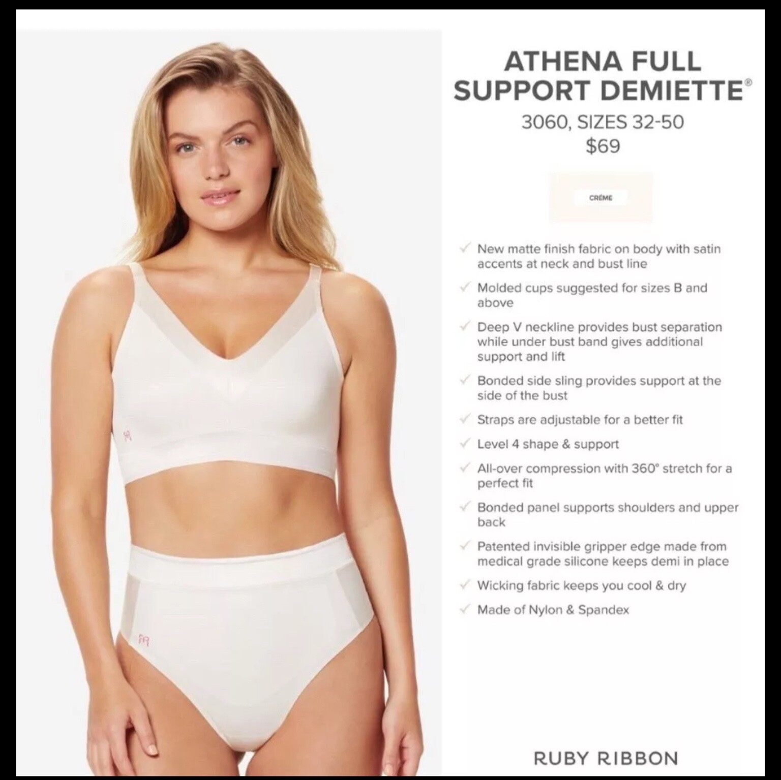 RUBY RIBBON ATHENA DEMIETTE #3060 NWOT