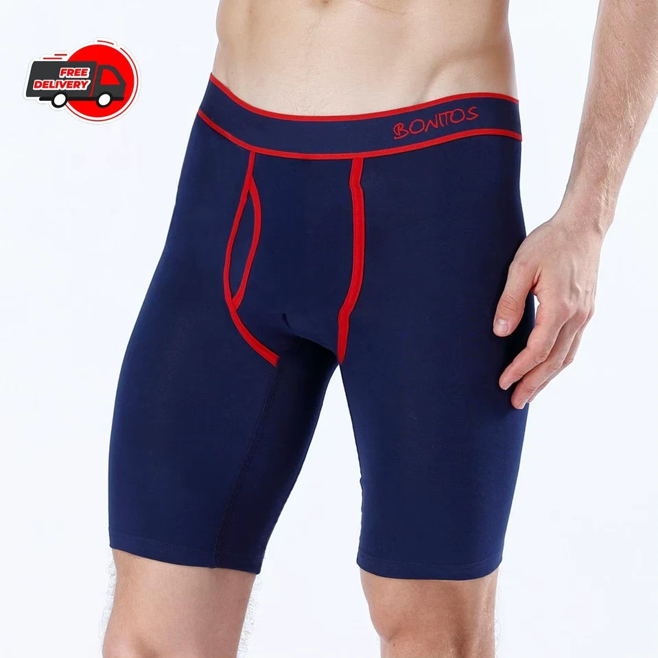 Men’s Long Leg Cotton Boxer Shorts Soft Stretch Breathable Premium Underwear