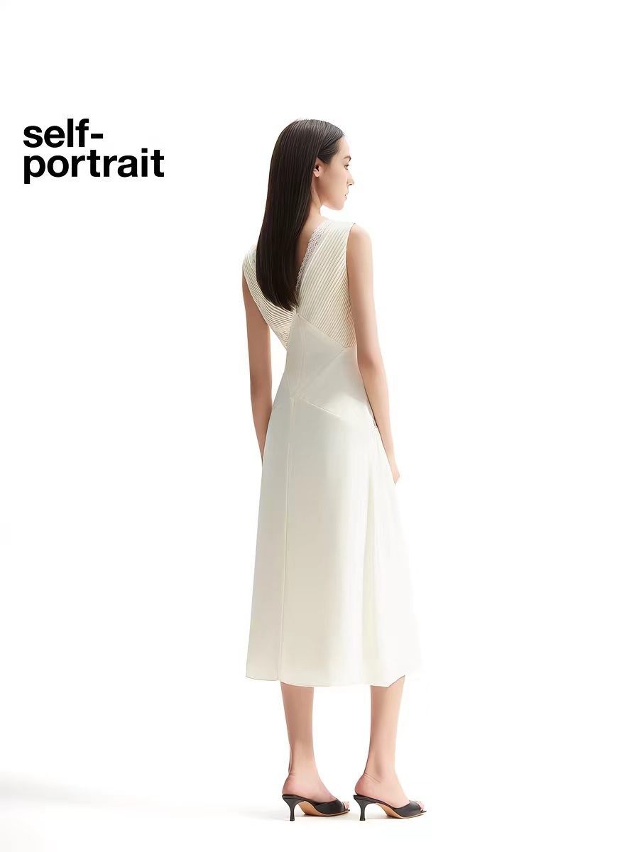Self-Portrait Women’s New Summer Holiday Lace V-neck Sleeveless A-line Dress