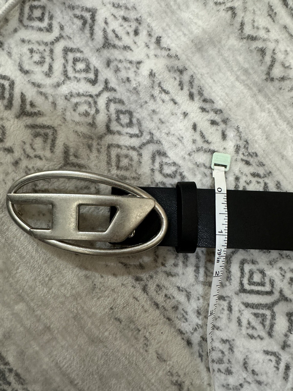 Diesel Belt Black with Silver Oval D Logo Buckle Unisex Streetwear Y2K New