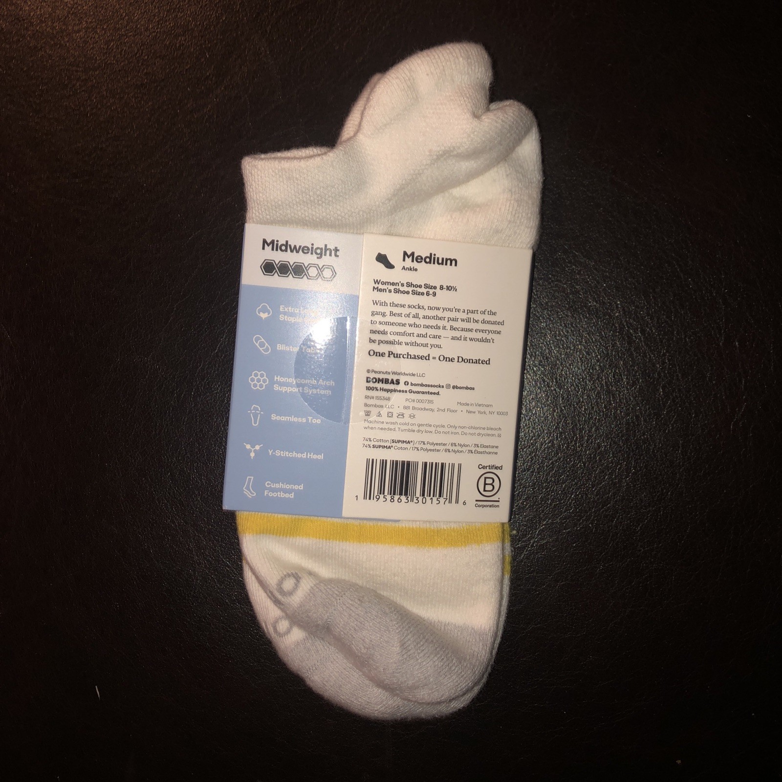 Bombas Original Peanuts Charlie Brown Snoopy Socks Size M Rare