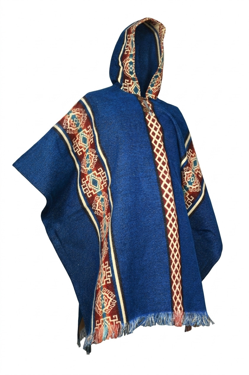 Alpaca Poncho, Authentic Indigenous Artisan Wool Cape, Handmade Ecuadorian