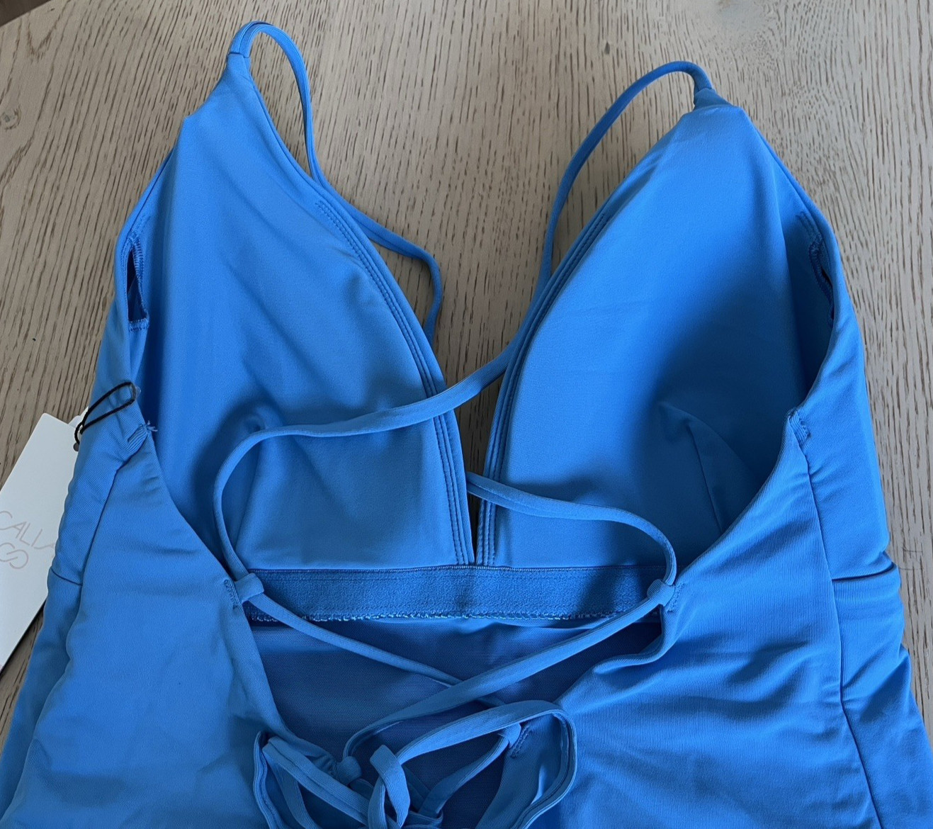Calia swimsuit Womens size 14 One Piece scrappy back tranquil blue New!