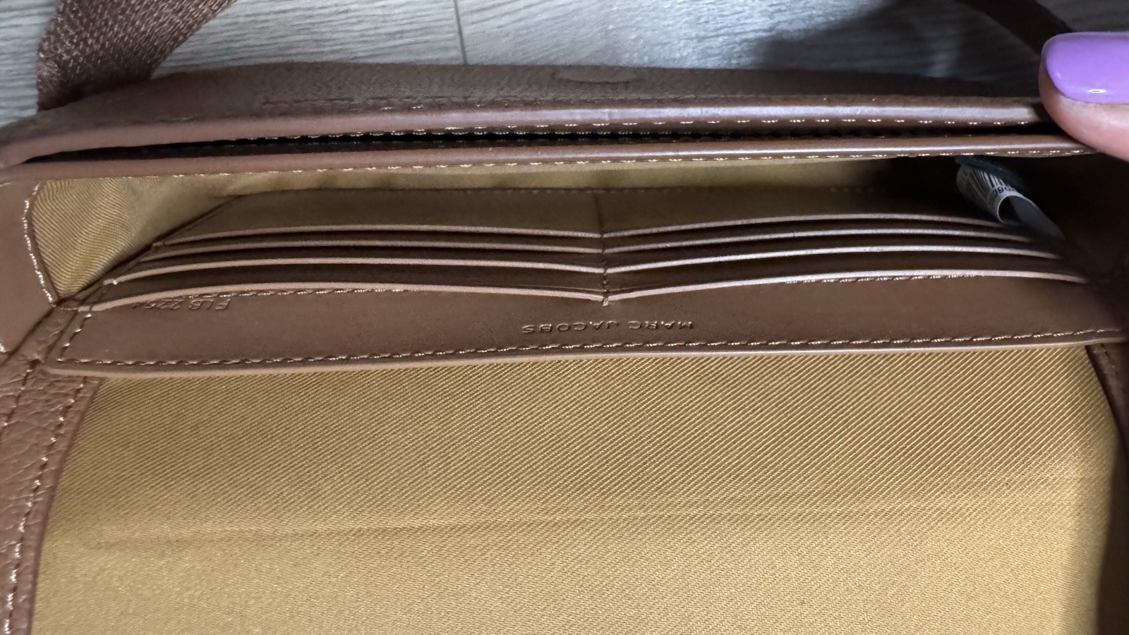 Marc Jacobs Mini Crossbody Bag Brown Pebbled Logo Gold HW Magnetic Closure