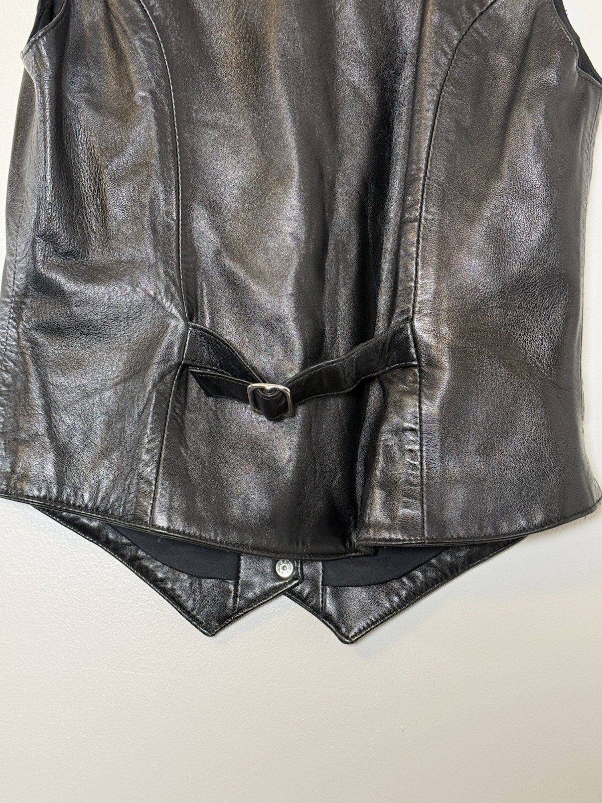 VTG 80s 90s Firenze Santa Barbara Black Leather Vest Moto Goth USA Small
