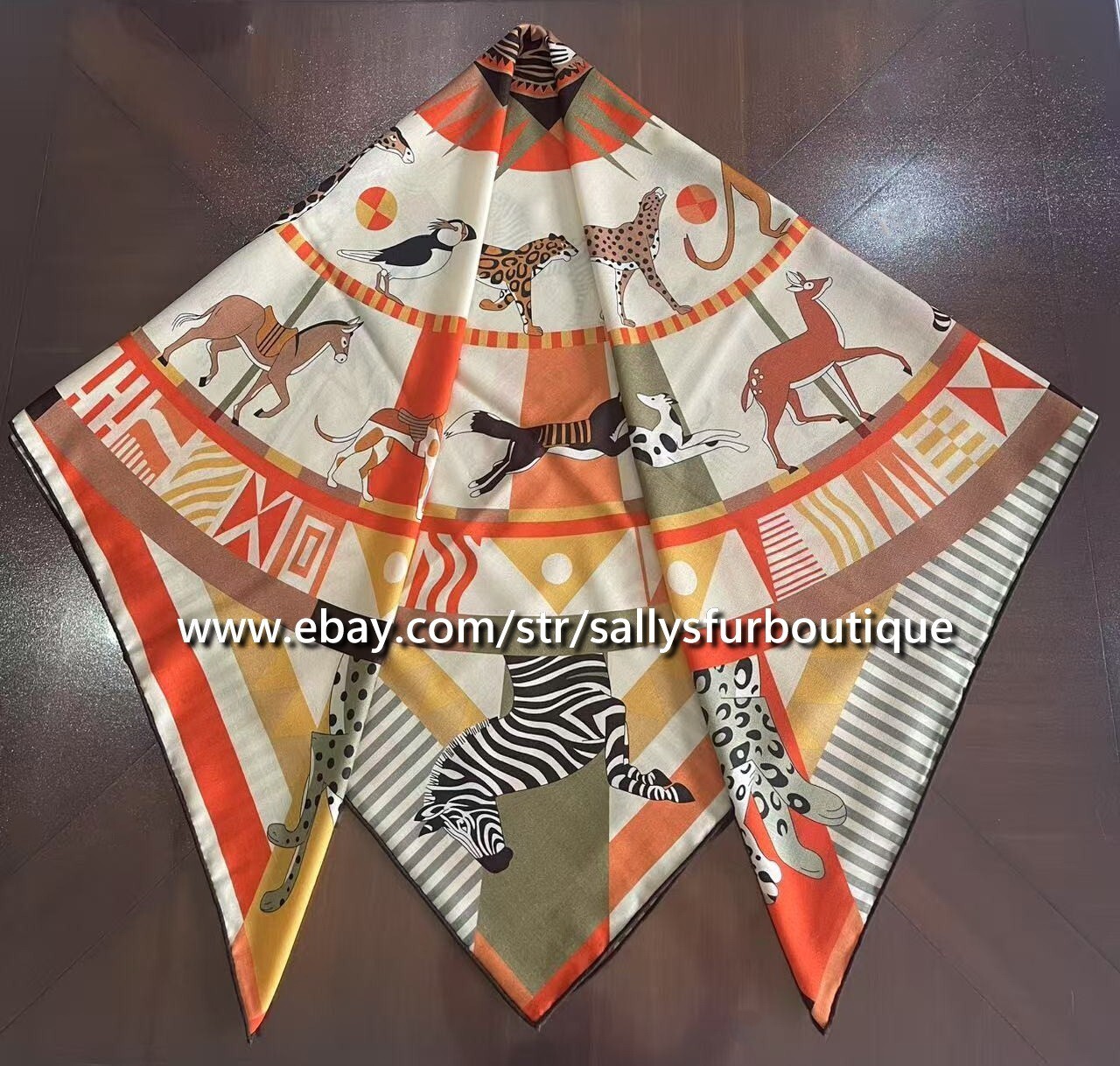 2025 Sallys 70% Cashmere 30% Silk Stole Animal Print Double Face Scarf Shawl 53″