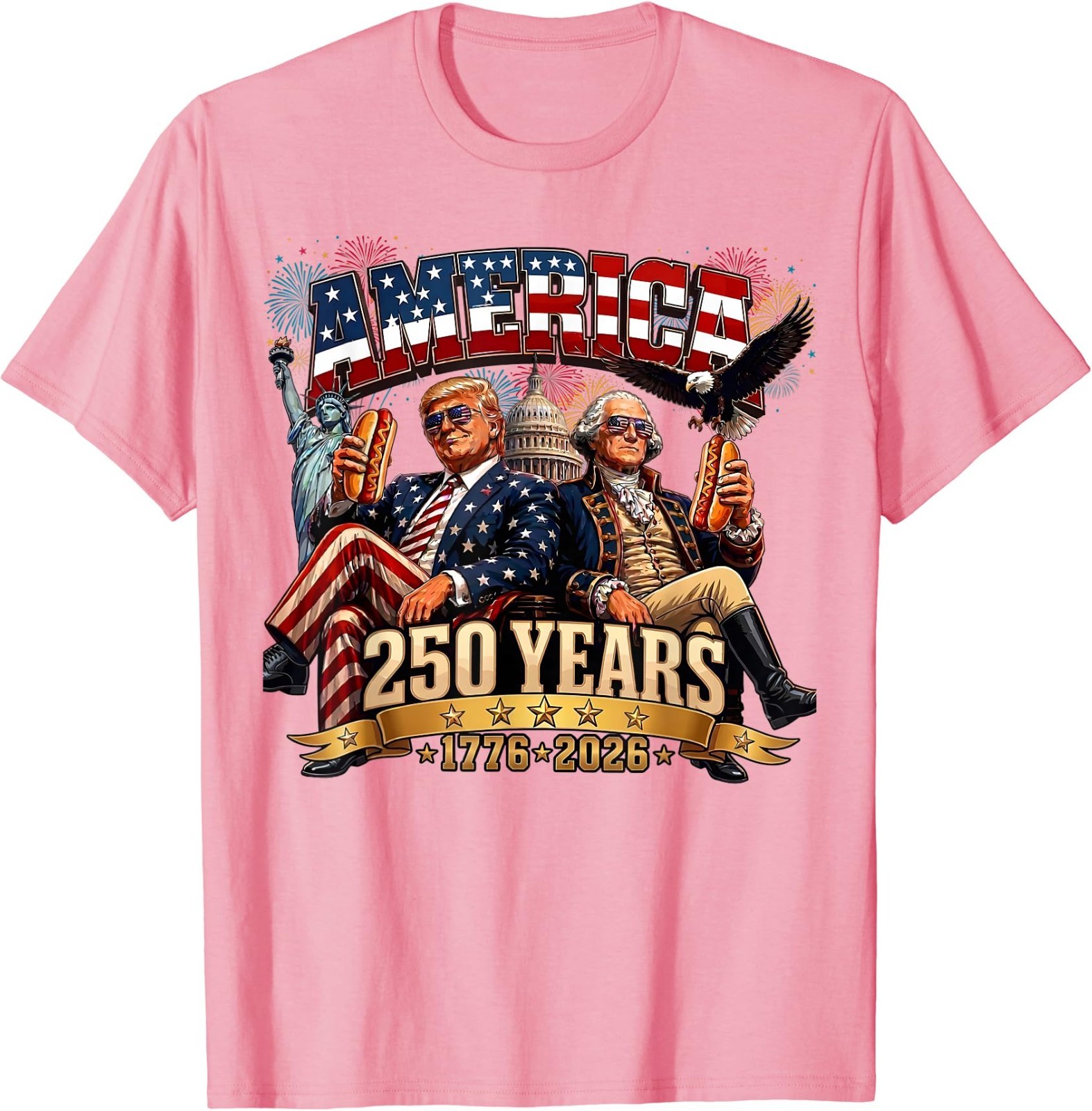 250 Years America Anniversary 250th Trump Washington Vintage T-Shirt