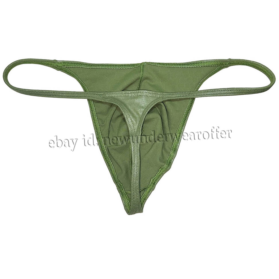 Men Shiny Bikini Thong Underwear Low-rise G-string Bulge Pouch T-back Jockstrap