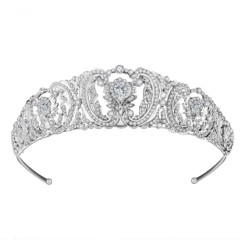 4.8cm Tall Quality CZ Crystal Wedding Queen Princess Prom Tiara Crown For Women