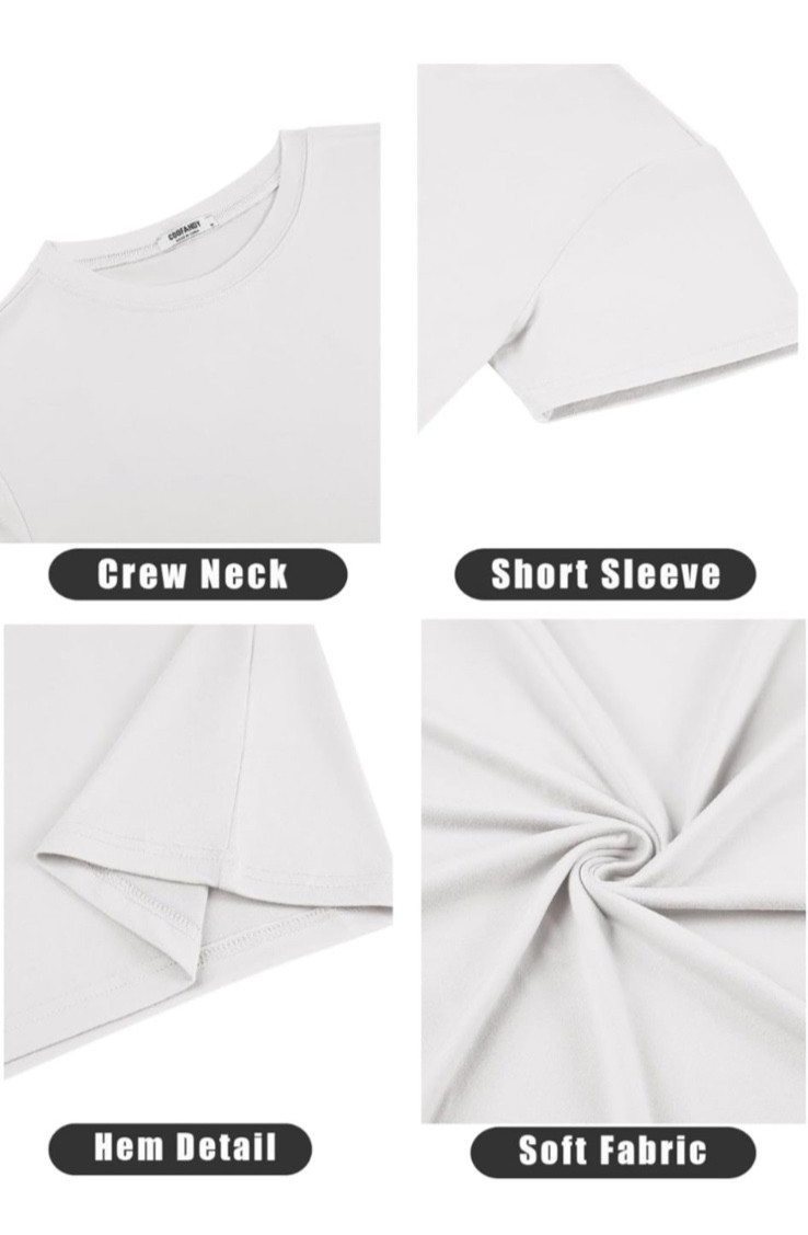 QUINCE Mens Crew Casual Basic 100% Cotton T-Shirt Tee Black White Navy 1-3 Pack