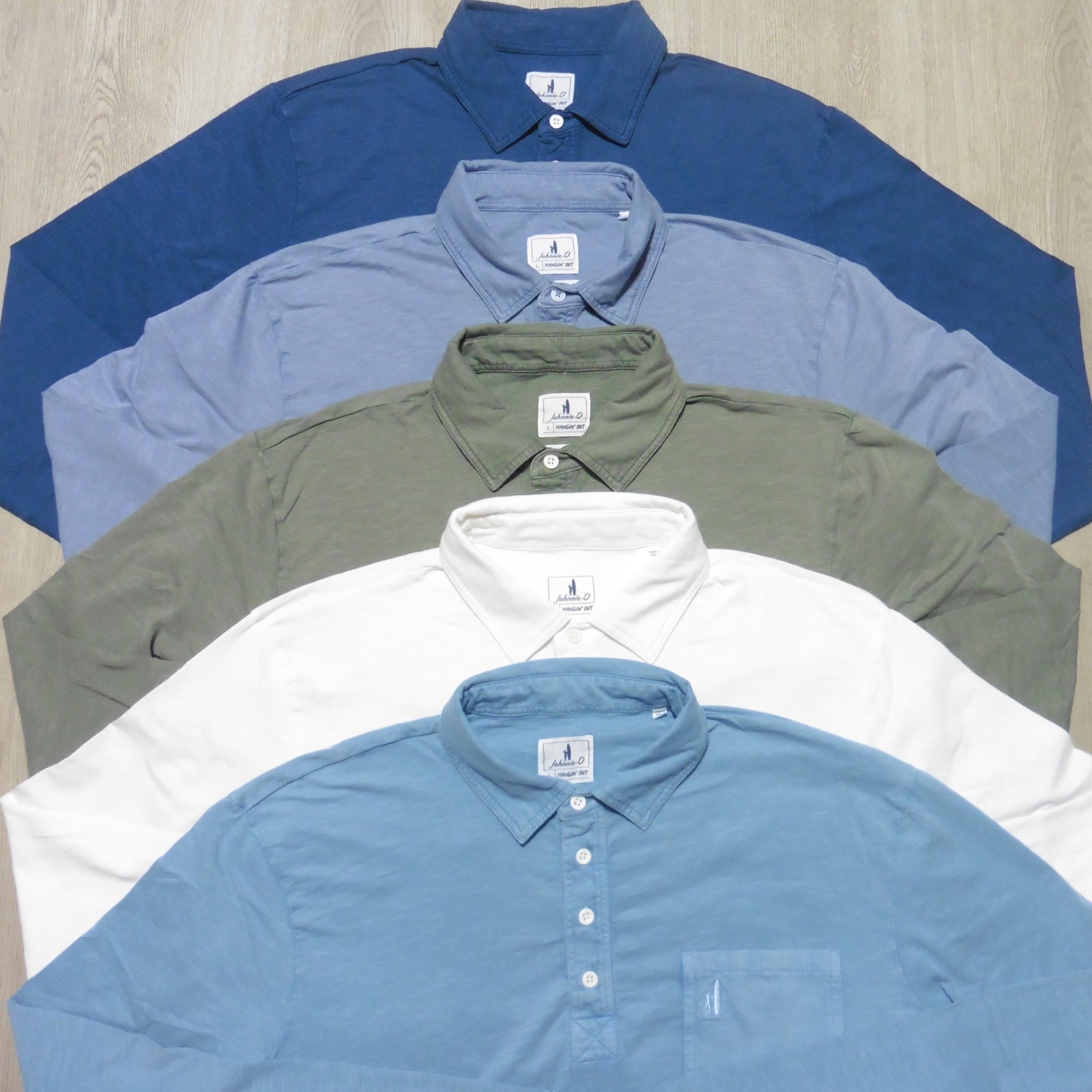 JOHNNIE O Mens COASTAL WASH POLO SHIRT LONG SLEEVE ORIGINAL 4-BUTTON GOLF