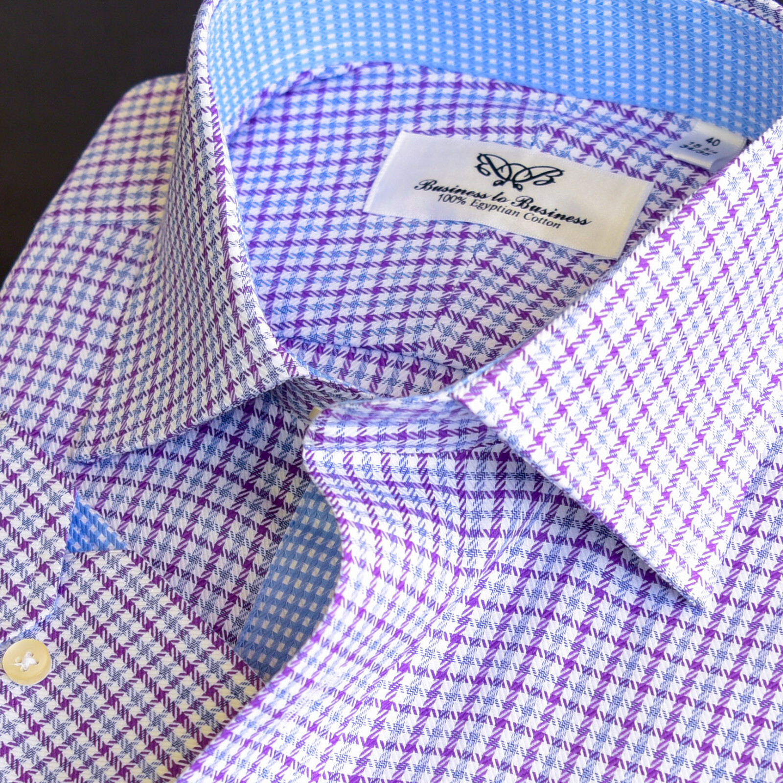 Pink Blue Plaid Elegant Formal Dress Shirt Mens Check Checkers Style Top