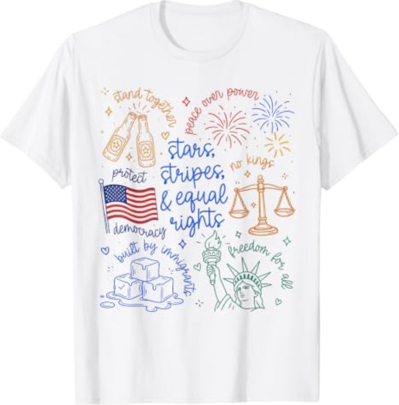 Stars Stripes & Equal Right Doodle USA Political Liberal T-Shirt