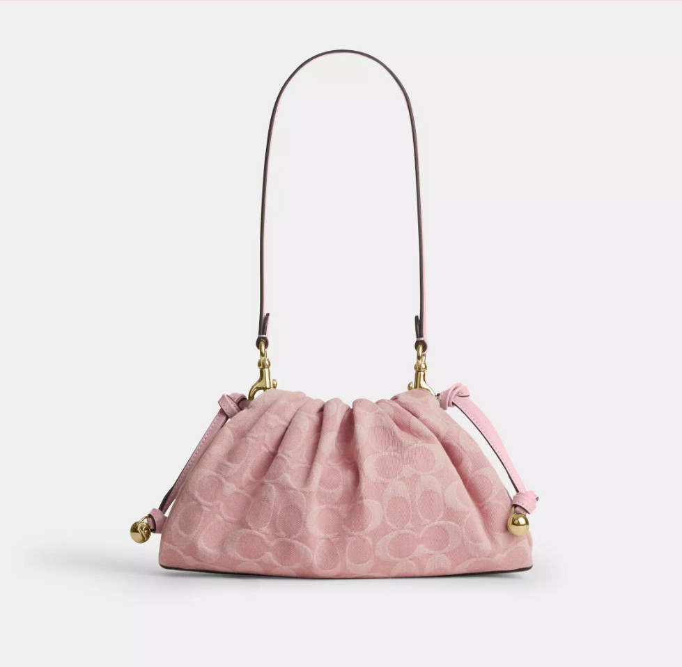 COACH Faye Shoulder Bag Signature Denim Light Pink CER68 IMNH1 Auth New