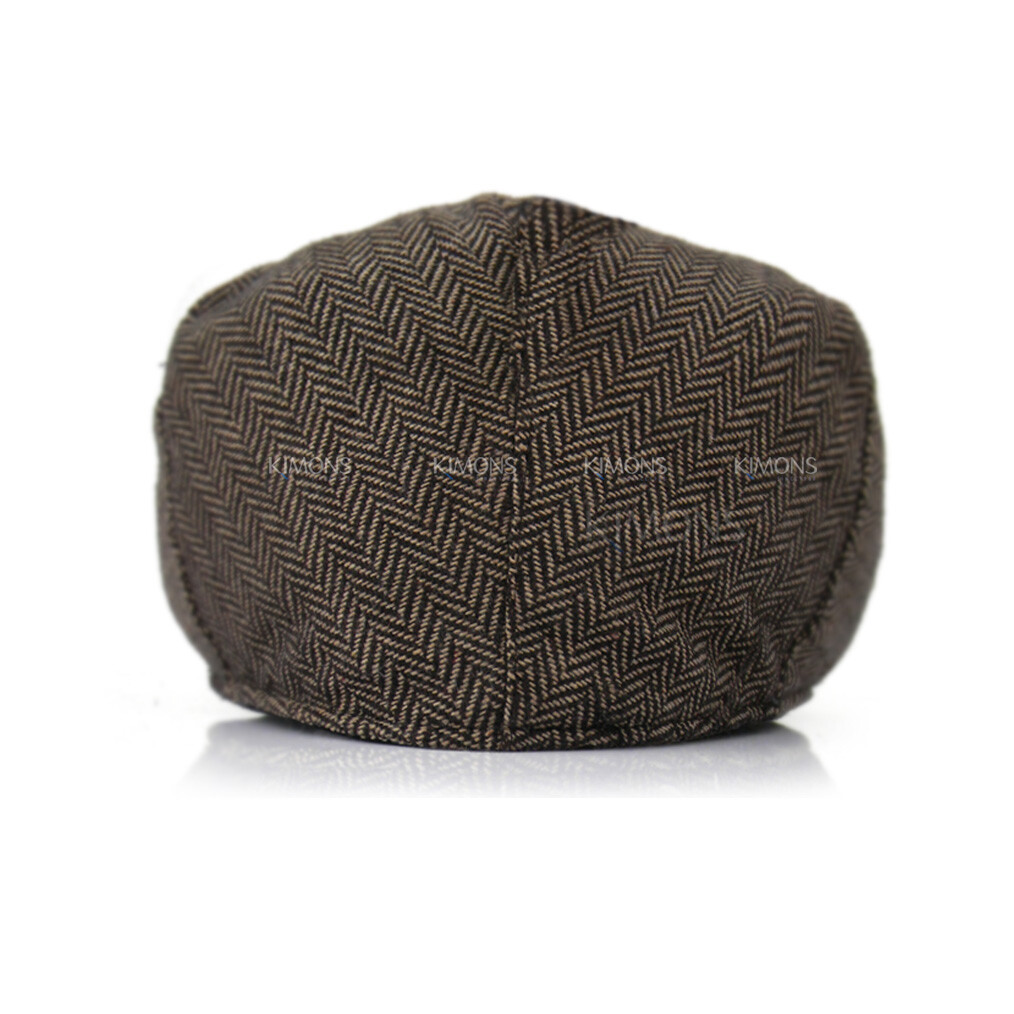 EM Herringbone Ivy Hat Wool Stripe Gatsby Cap Golf Driving Flat Cabbie Newsboy