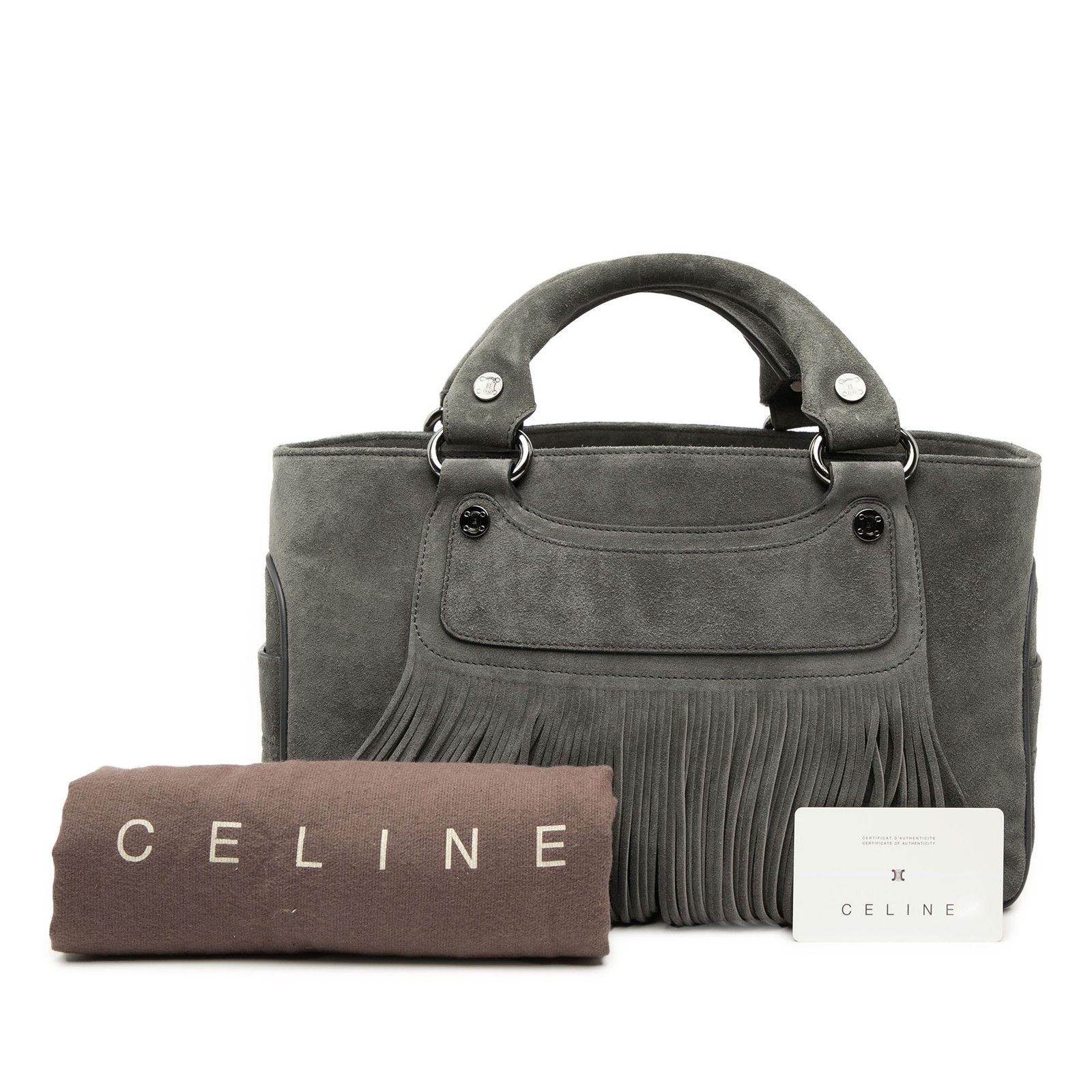Celine Suede Boogie Fringe | Pre-Loved | Gray | Authenticated