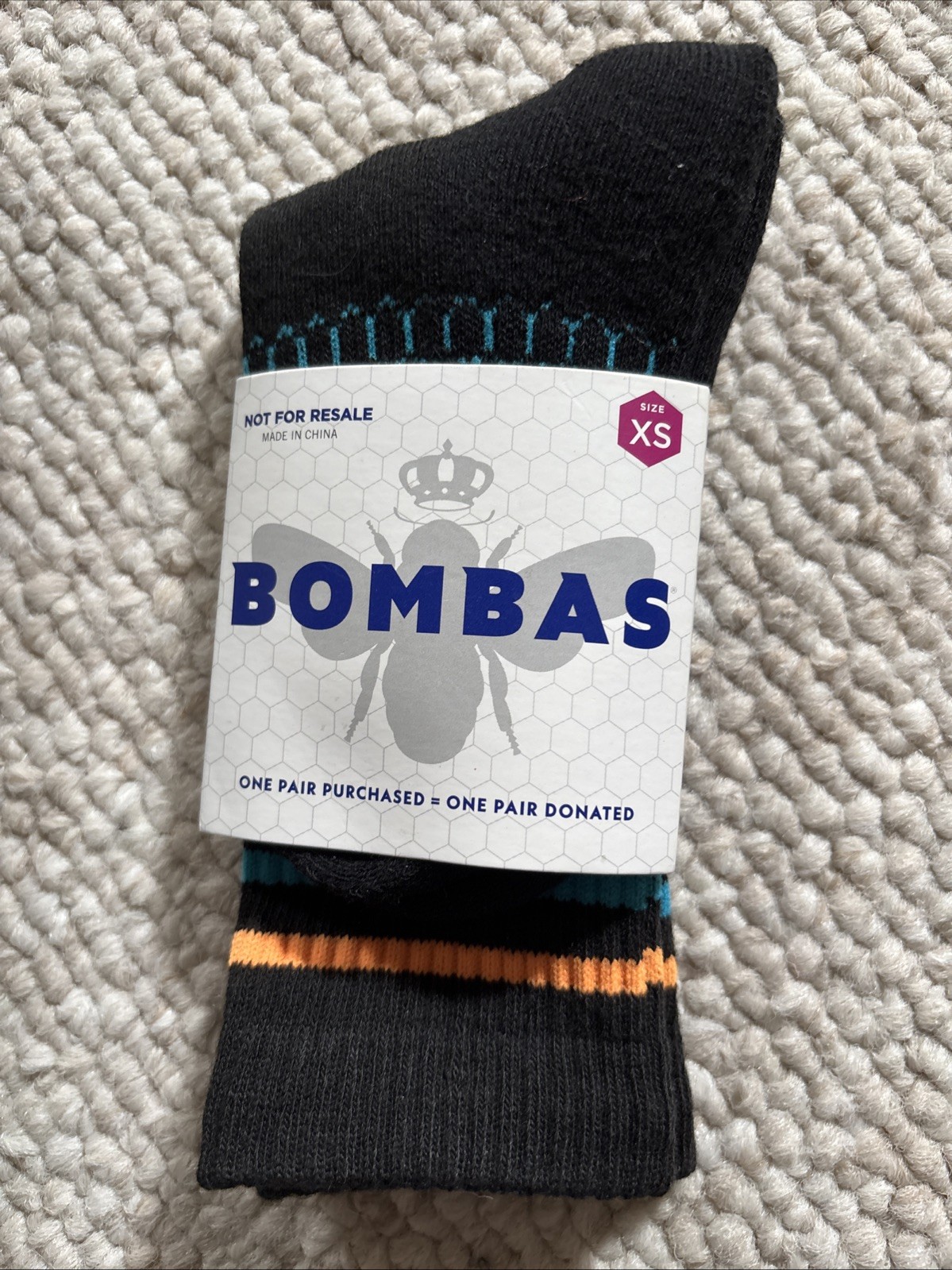 Bombas Sock Bundle Women’s XS & Medium Solid Black Striped Cuff Socks 5 New Pair