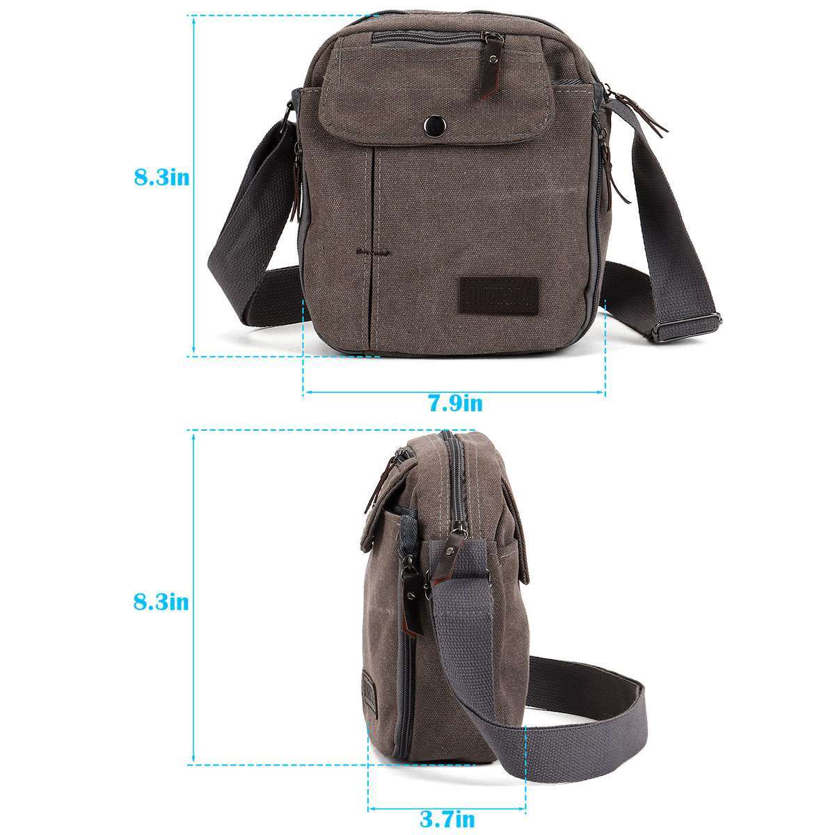 Men’s Canvas Crossbody Bag Phone Tablet Messenger Shoulder Bag Casual Tote Pouch