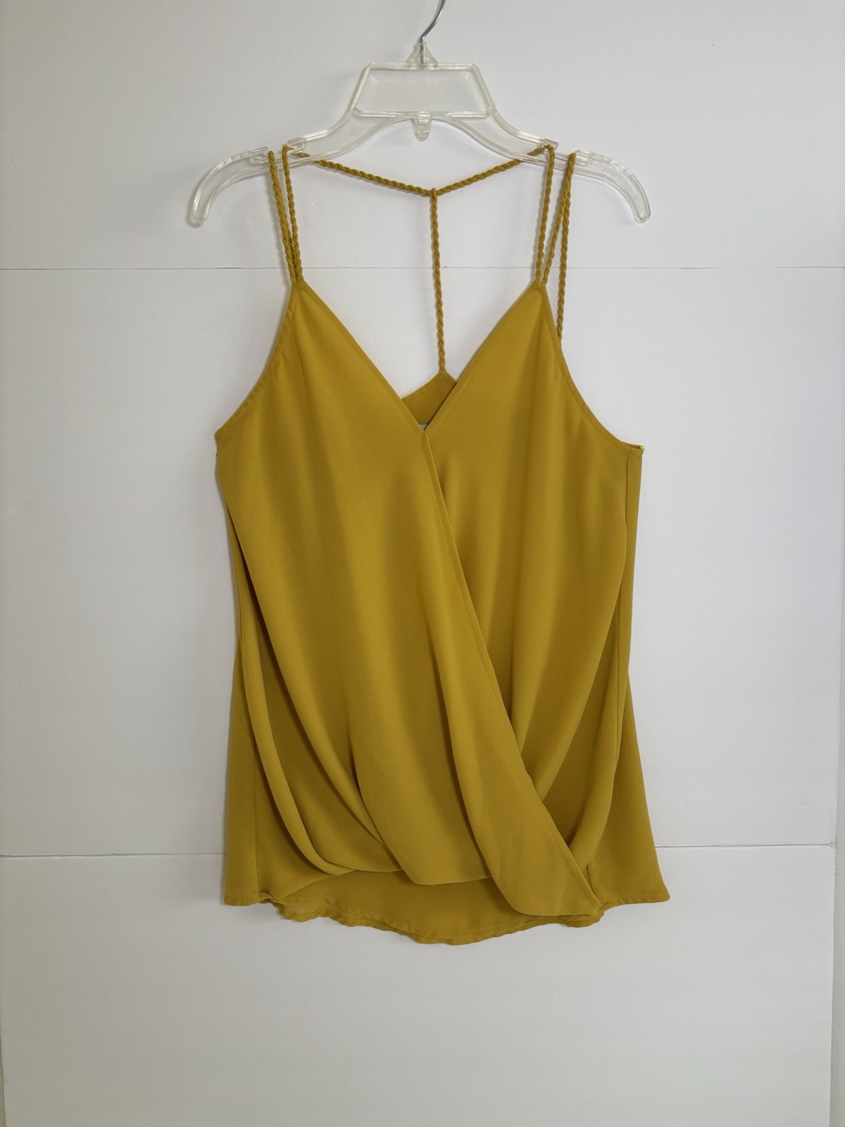 Naked Zebra Yellow Solid Chiffon V-Neck Sleeveless Cami Tank Top Size S