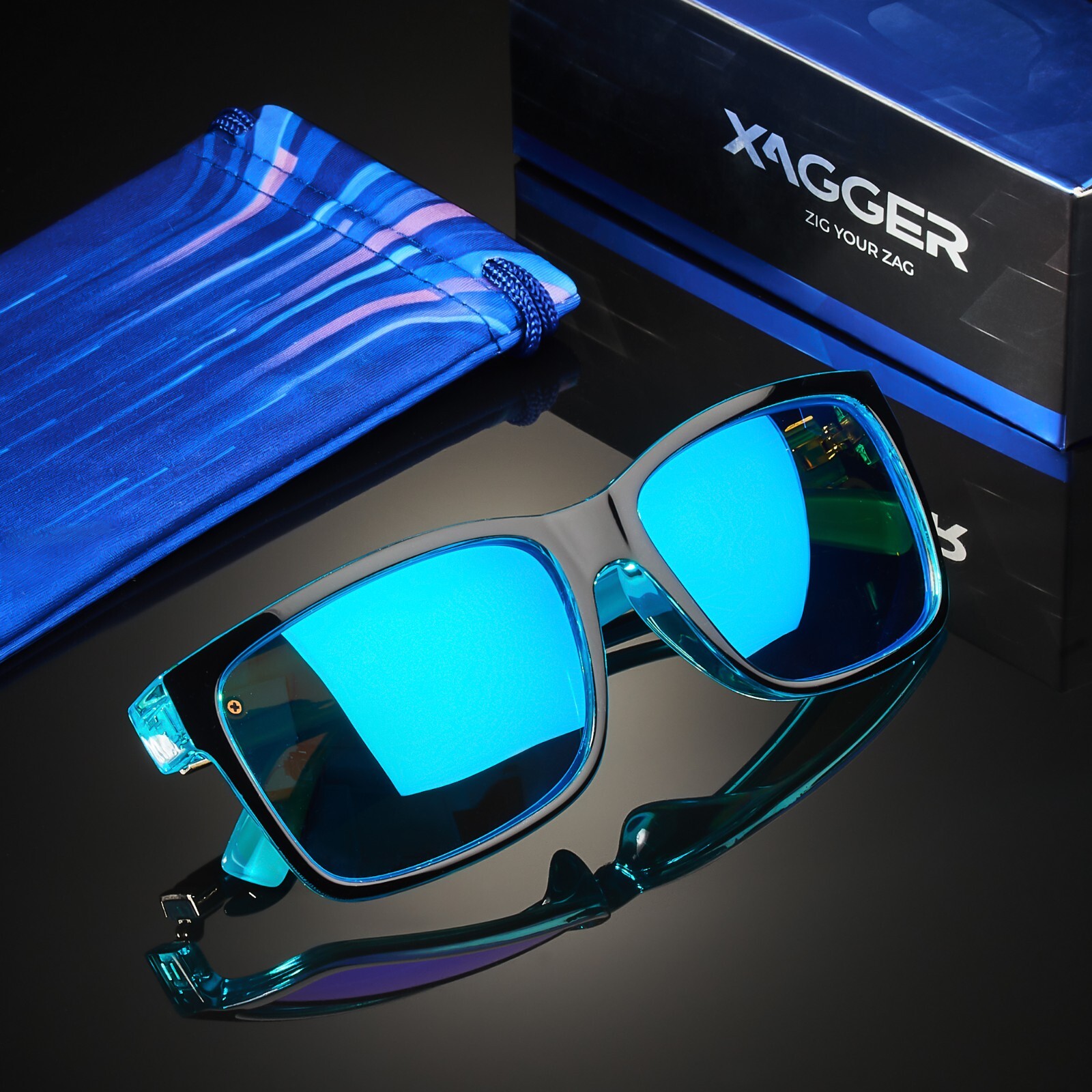 Xagger Square Polarized Sunglasses for Men Women Mirrored Sport Driving Fishing