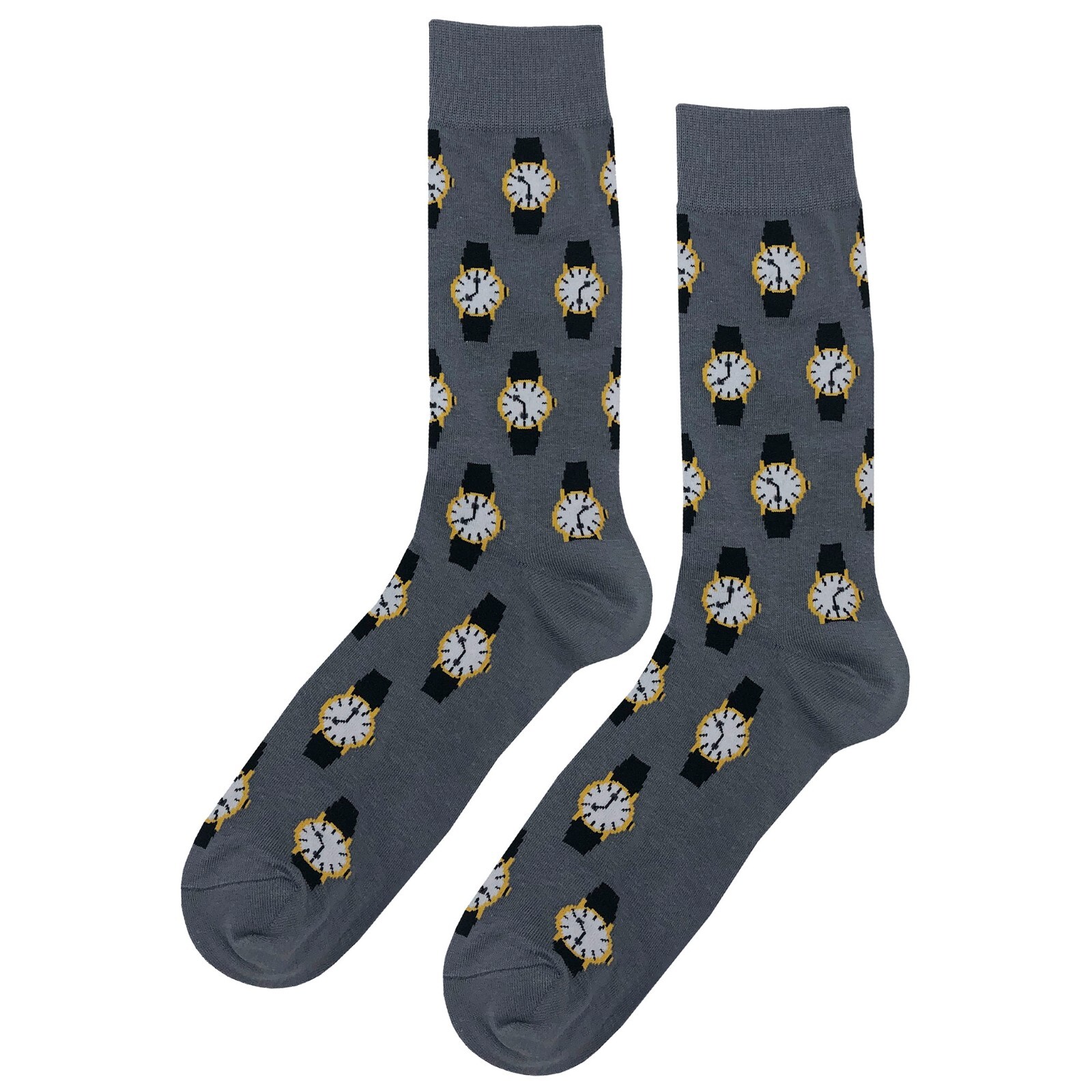 NWT Wrist Watch Dress Socks Novelty Men 8-12 Gray Crazy Fun Sockfly