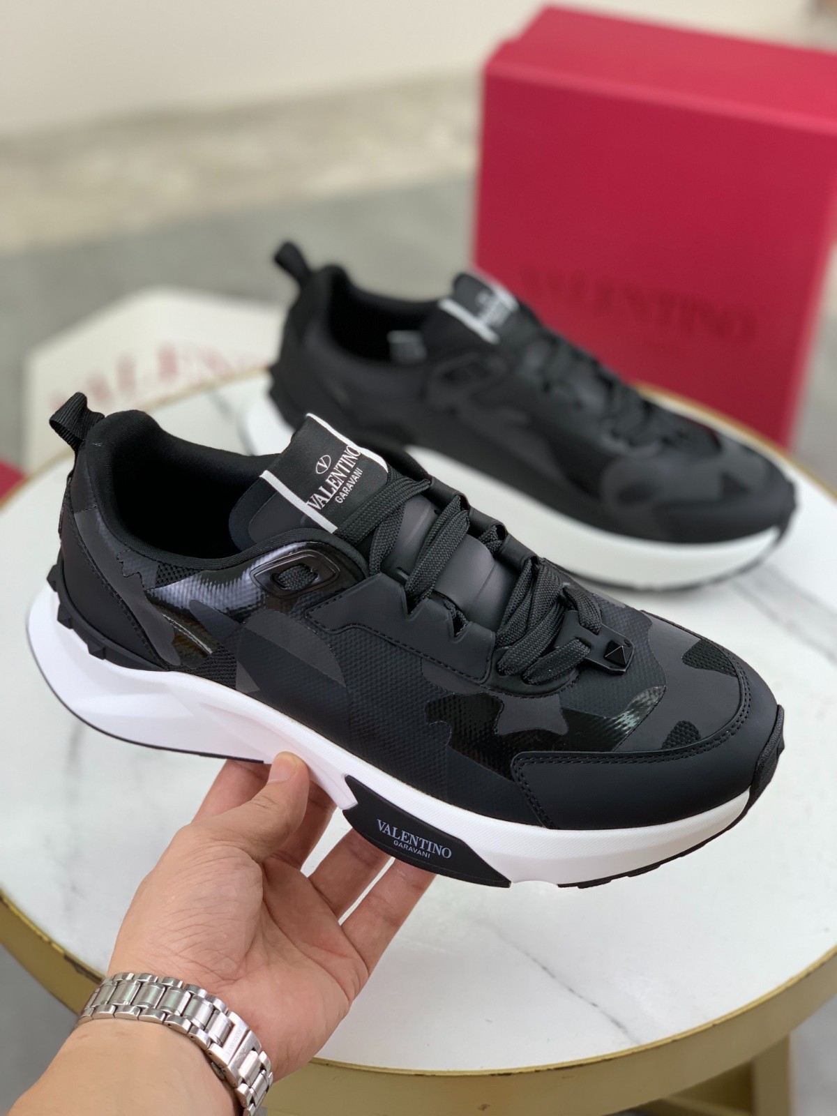 Valentino Leather Sneakers Black Casual Running Shoes Platform 4cm