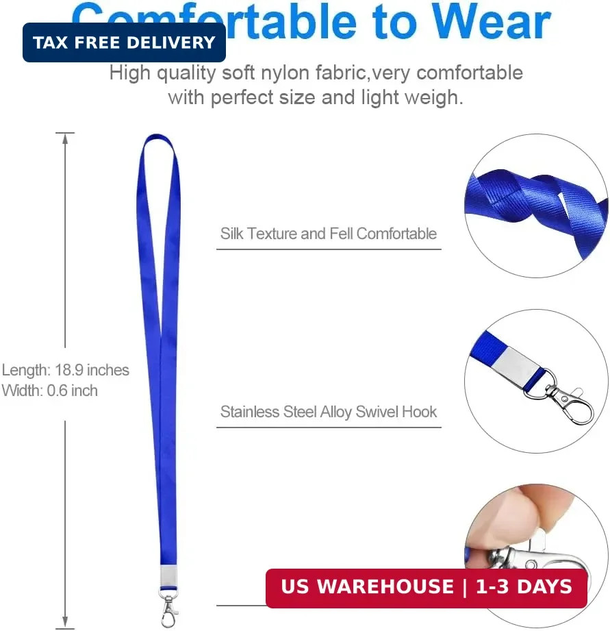 Mcyye 5 PCS Badge Lanyards with Clip for Keys & ID Badges, Premium Lanyard Strap