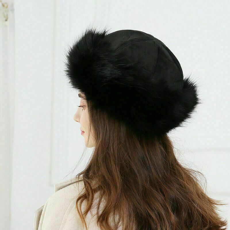 Women’s Fluffy Faux Fox Fur Hat Unisex Winter Ear Head Warmer Ski Hats Cap USA