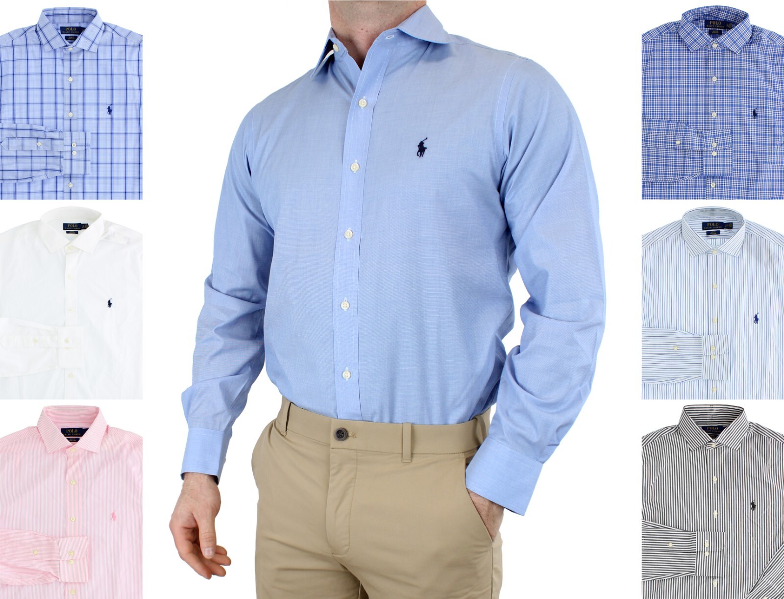 Ralph Lauren Poplin Dress Shirt Men’s Slim Fit Easy Care Casual Cotton MSRP $79