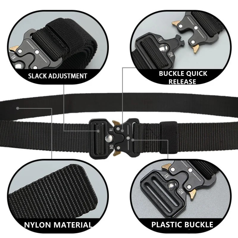 Men’s Nylon Tactical Belt Outdoor Hiking Camping Military Style Waist Belt