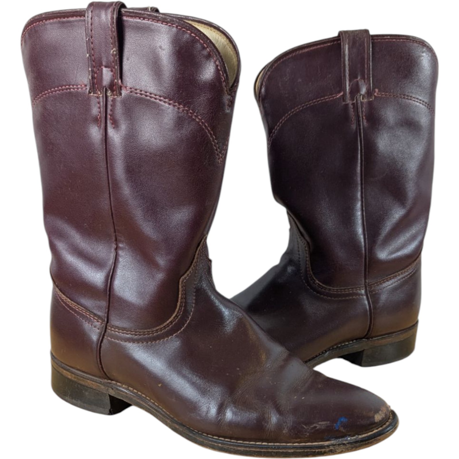 Laredo Cowboy Boots Size 7 D 7D USA Made Burgundy (REPAIRED Flaws)