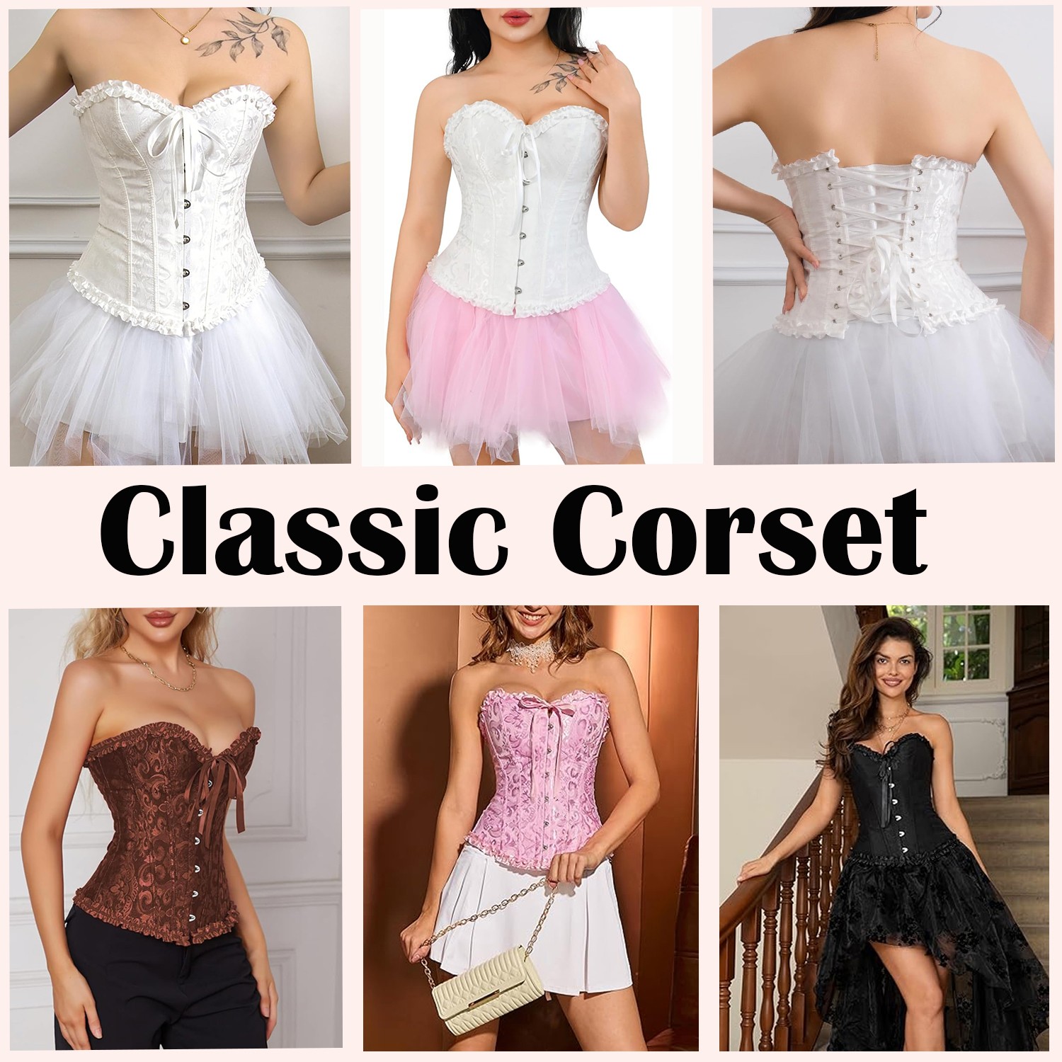 Women Lace-Up Overbust Boned Satin Corset Bustier Burlesque Lingerie Basque Tops