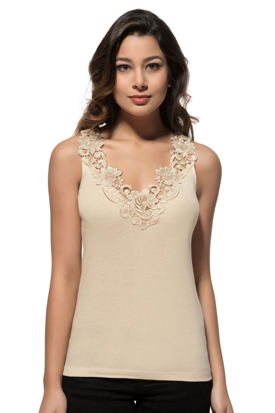 Wome’s Tank Top Camisole with Lovely Lace Trim Style Soft Sexy Sport Yoga