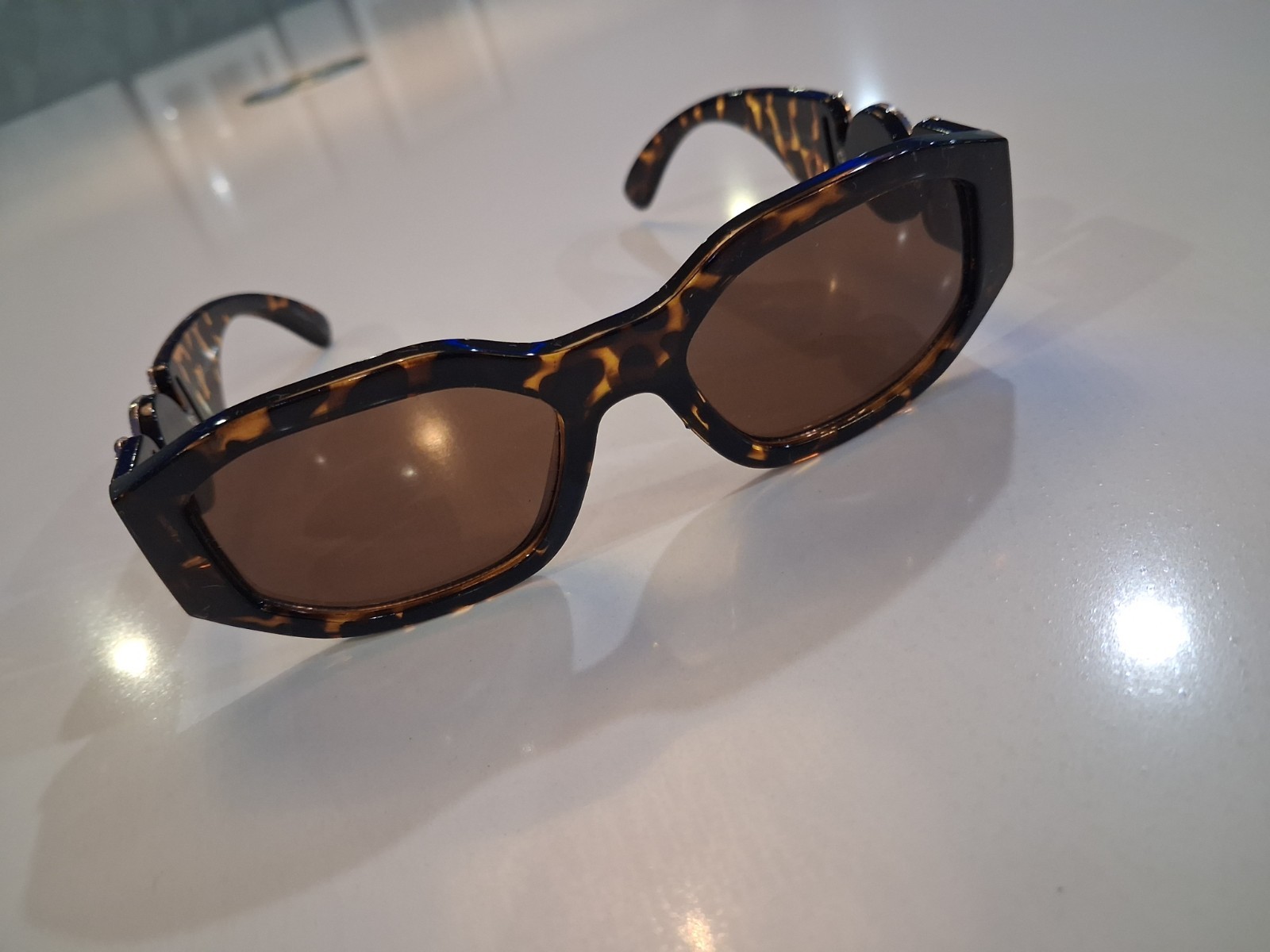 Women’s Tortoise Shell Rectangle Sunglasses Brown Tinted Lenses UV400 POP P4245