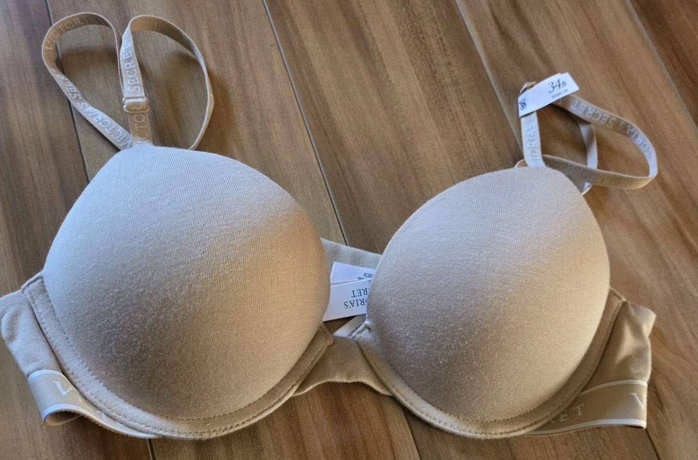 NWT Victorias Secret bombshell add 2 cups T-Shirt padded bra Heather Nude 34B