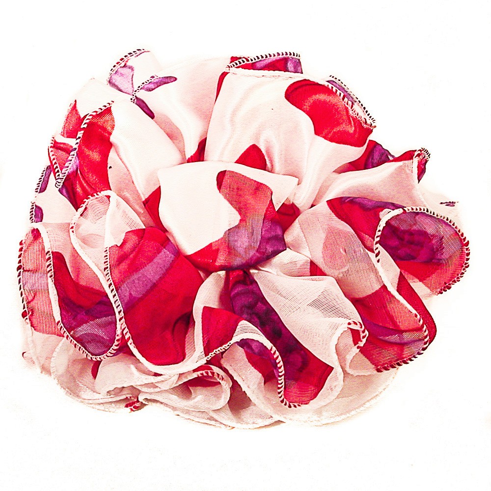 Large Ruffled Solid Color Satin Chiffon Fabric Claw Jaw Clip Hair Bows – H731