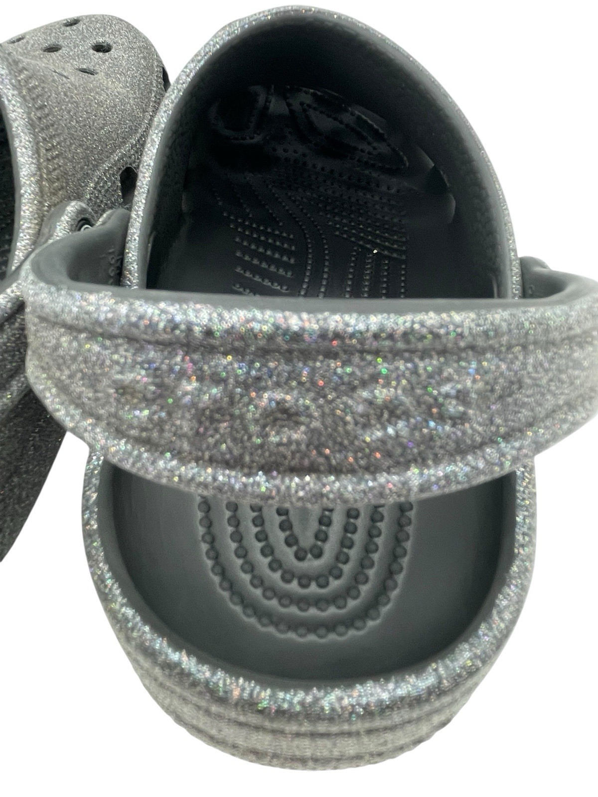 Crocs Classic Clogs Gray Black Glitter Comfort Slip On Shoes Size Men 4 Women 6
