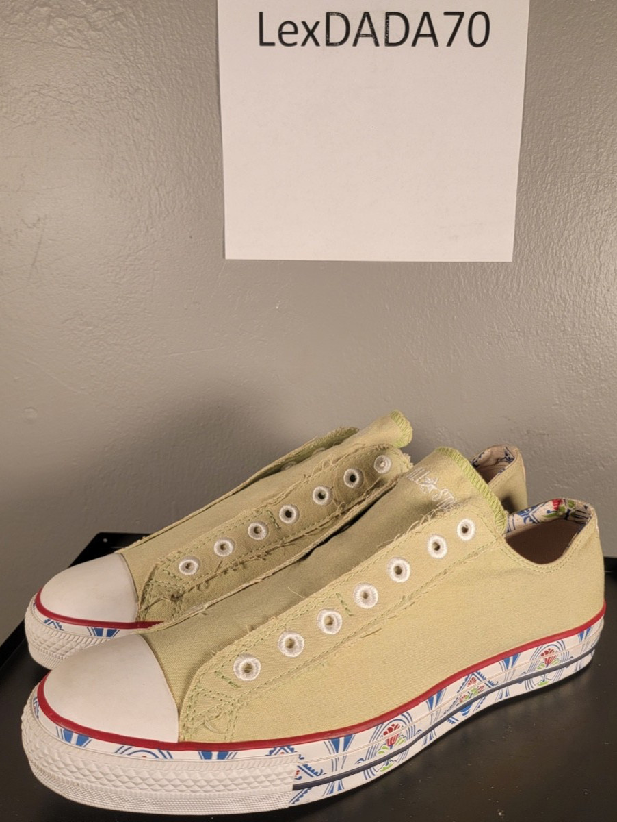 VTG 2006 Converse Chuck Taylor Slip On Apple Green Folk Art Foxing Men 12 NWOB