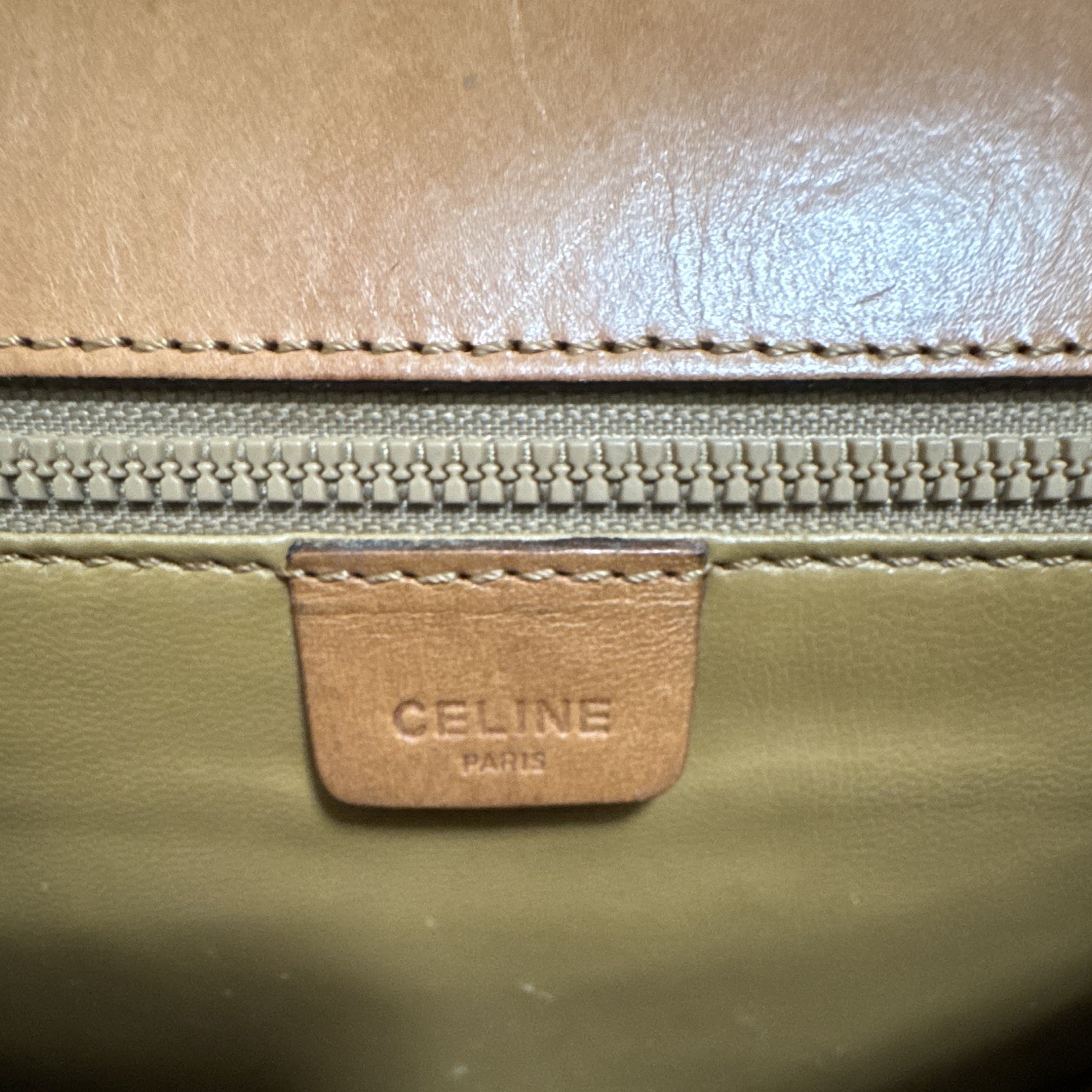 CELINE Triomphe Crossbody Bag Beige/Brown, Magnetic Buckle, Gold Hardware