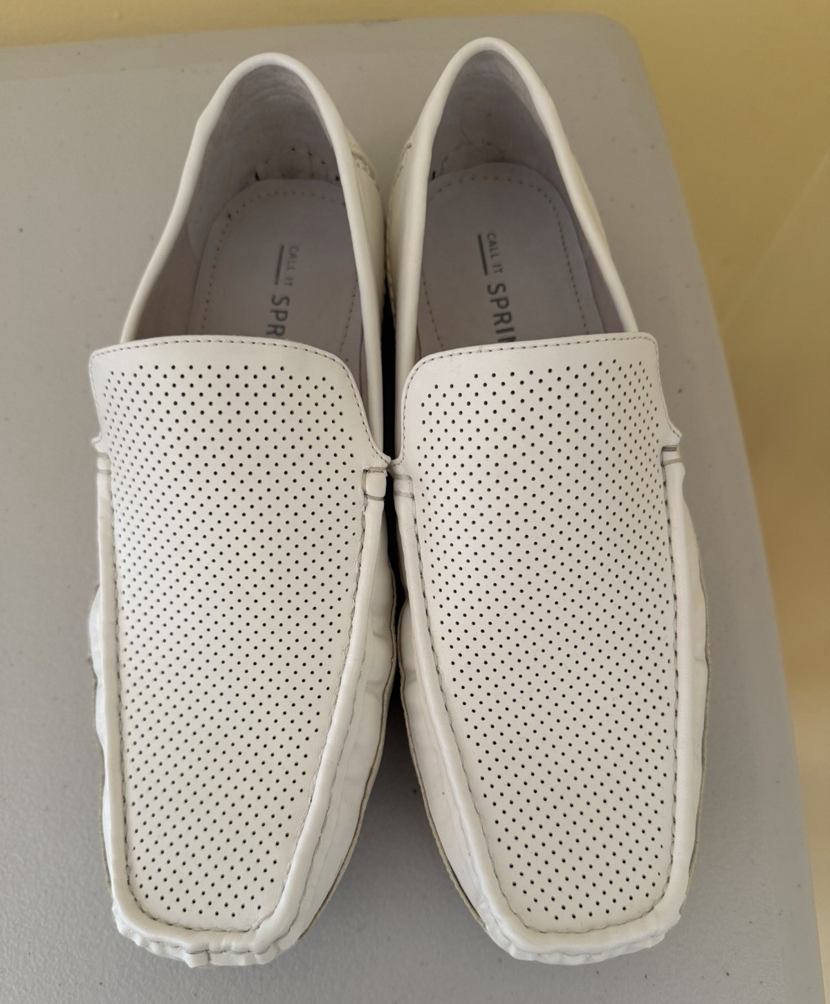 Call It Spring Kaywood White Perforated Leather Slip-On Loafers Men’s 10 M