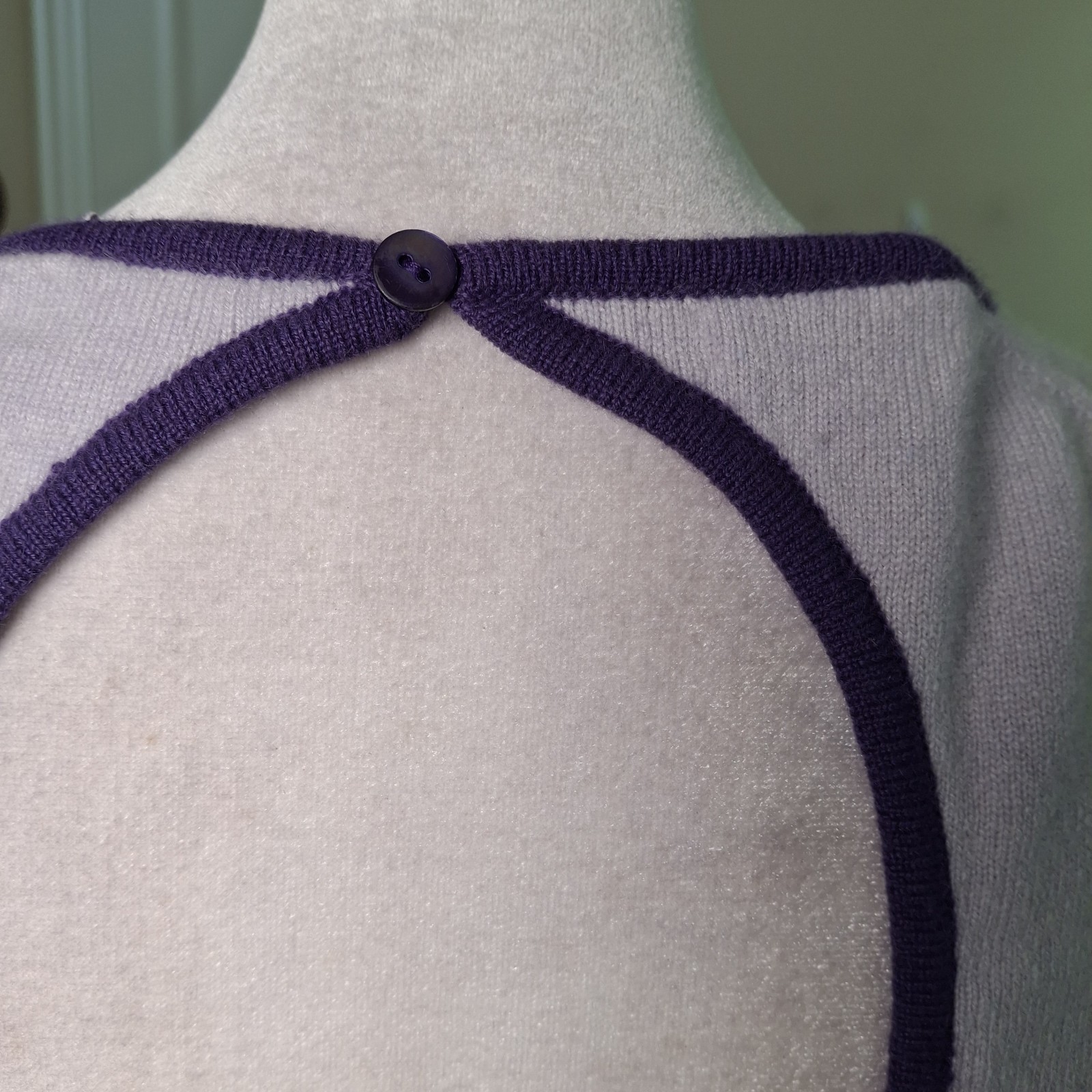 Robert Talbott 100% Cashmere Sweater Purple Women XL Open Back Preppy Old Money