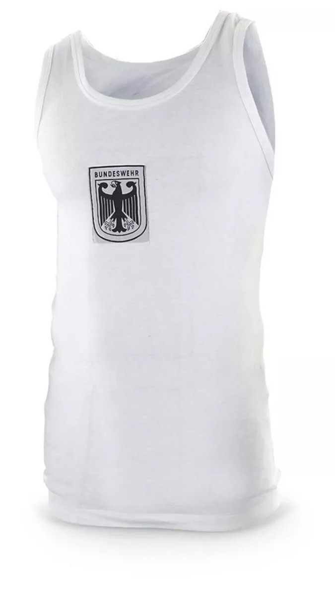 Authentic German Military Bundeswehr Vest Tank Top Jersey White w/ Patch Eagle