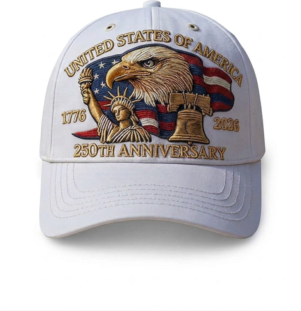 July 4th USA 250th Anniversary Cap Patriotic Veteran Gift Embroidered Adjustable