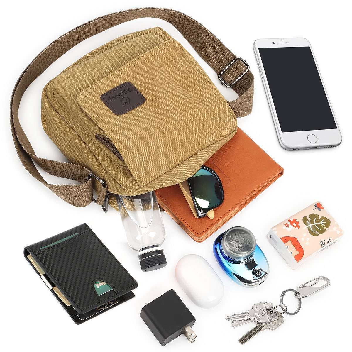 USA Vintage Canvas Crossbody Bag Portable School Satchel Messenger Shoulder Men