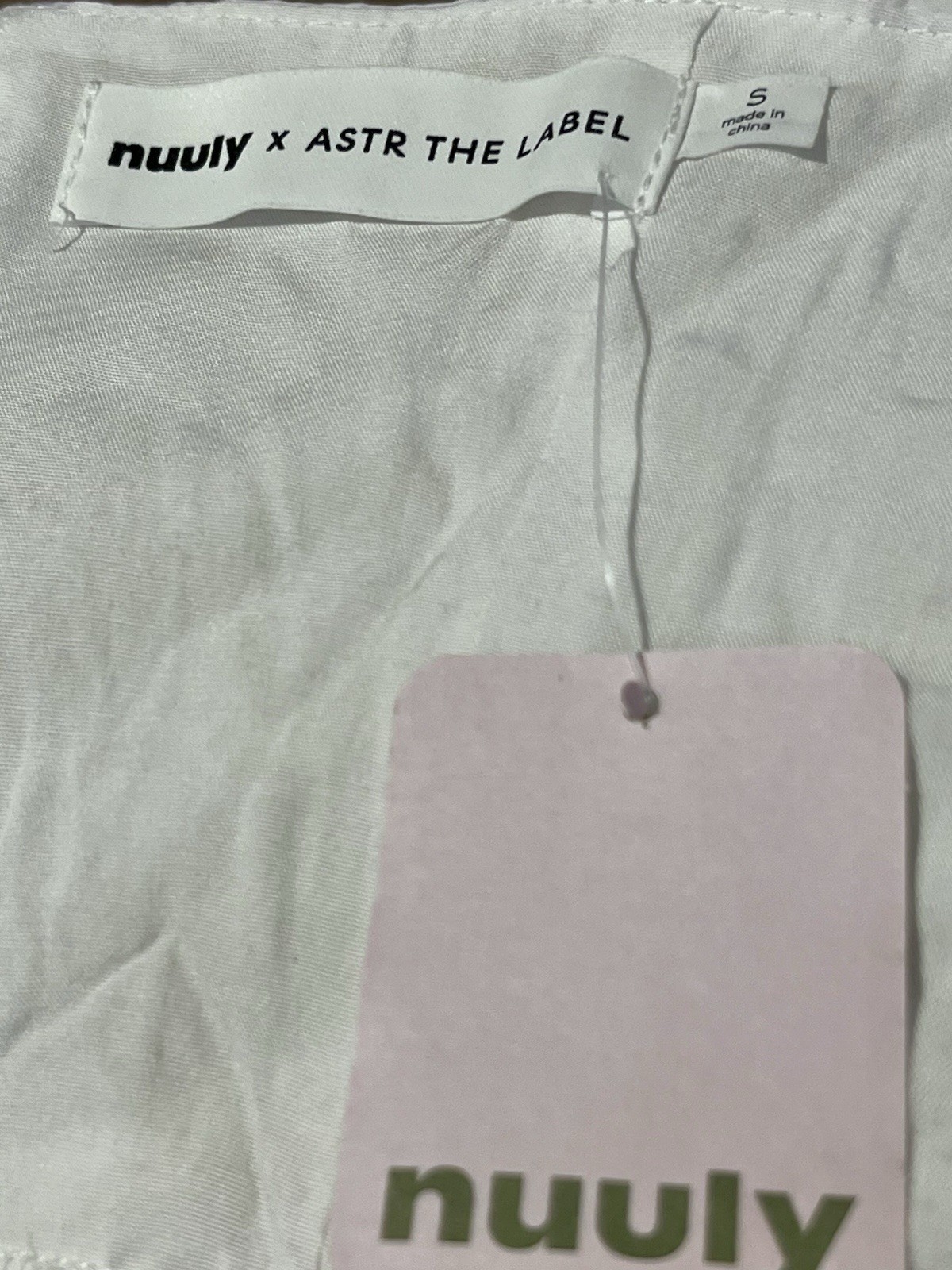 Brand New in Package NUULY White Bow Strap Peplum Top Size S
