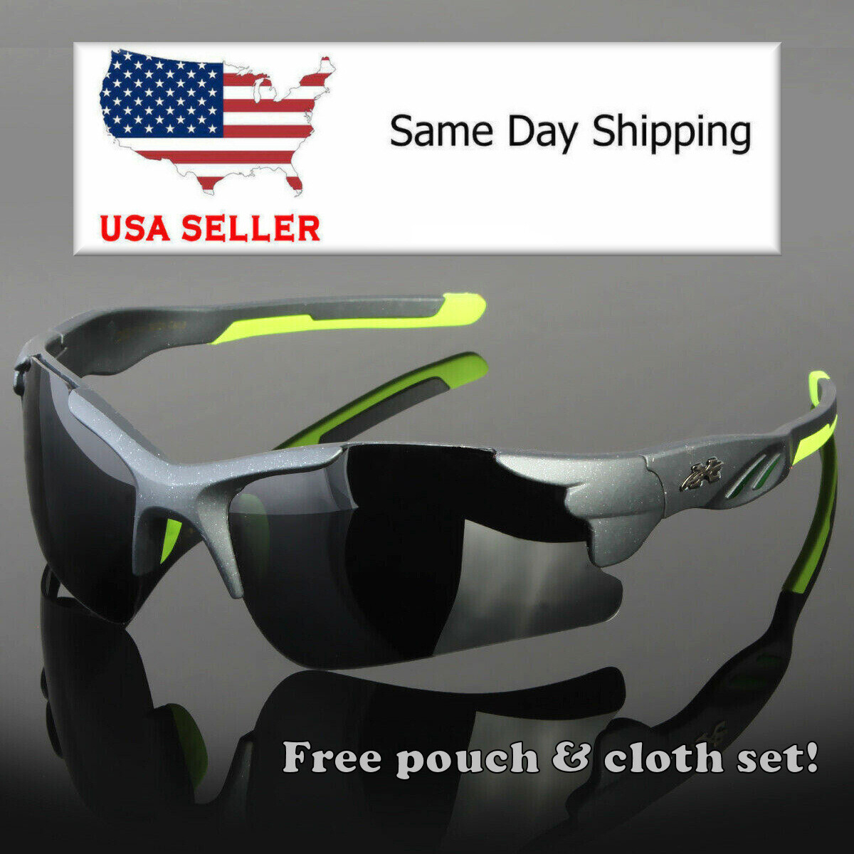 Polarized Sunglasses Men Sport Running Fishing Golfing Driving Glasses USA WRAP