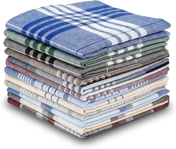 12 Pack Men’s Handkerchiefs 100% Cotton Handkerchief for Men Classic Assorted 16