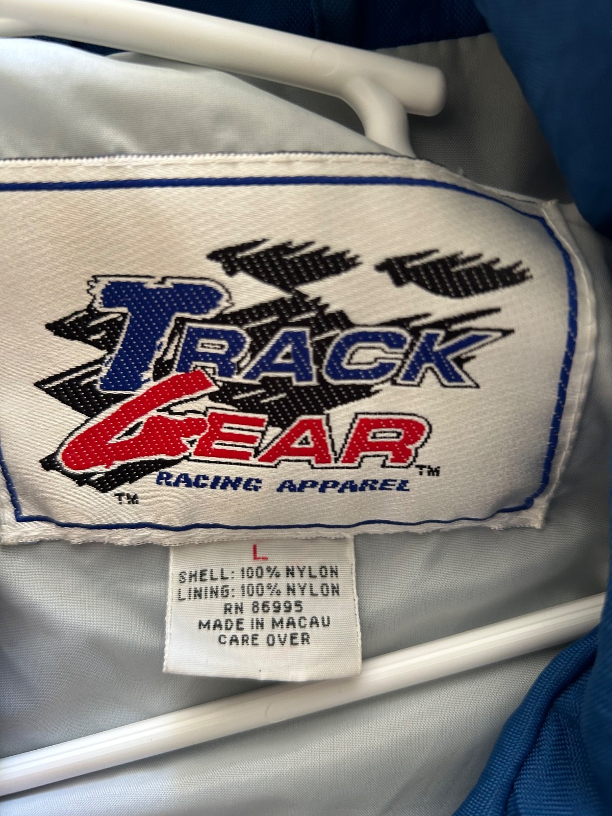 Vintage 90s Track Gear Ford Racing Jacket Mens Large Blue Nylon Windbreaker