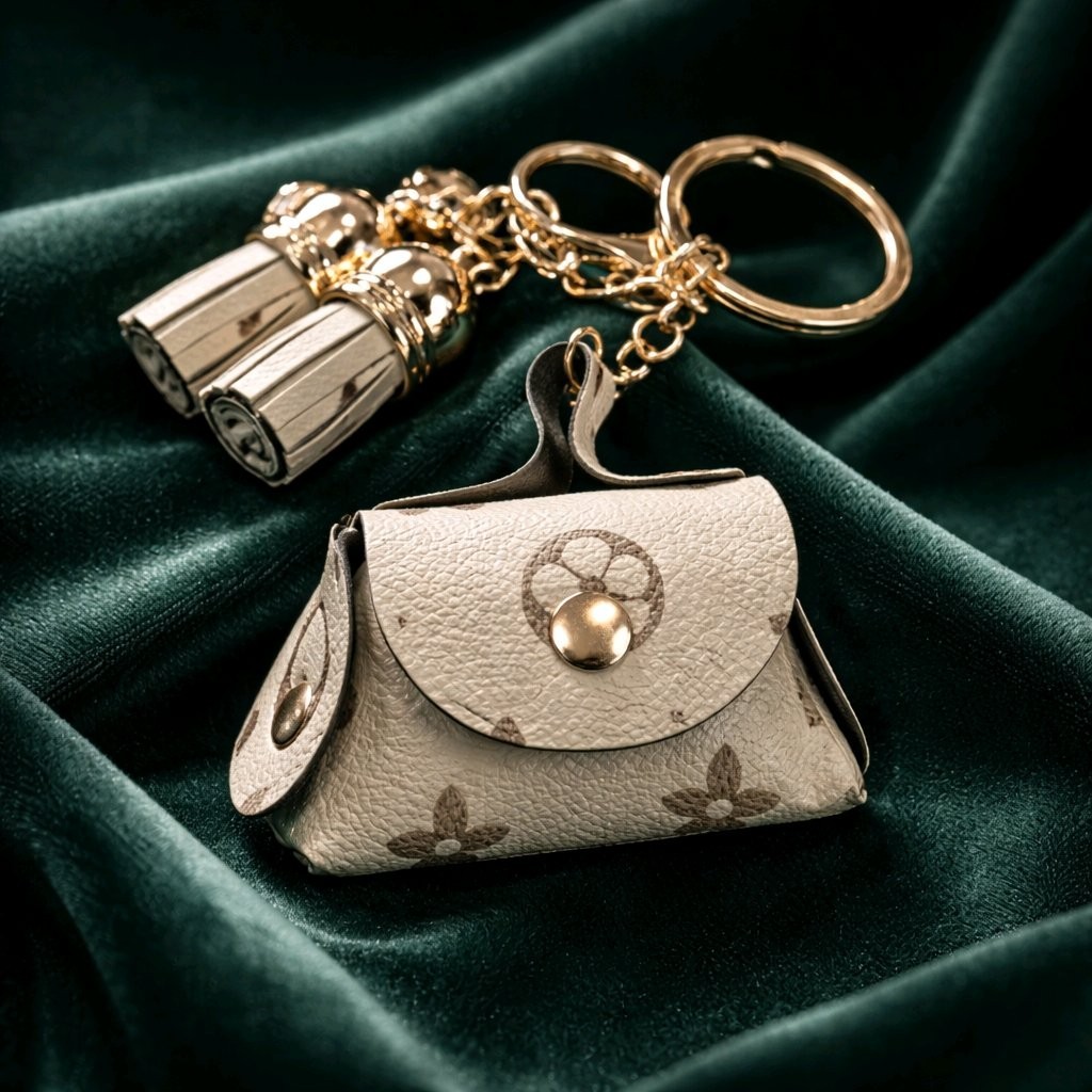 Mini Purse Key Chain Ring Bag Purse Charm Tassels Gold New Silicone & Vinyl NEW