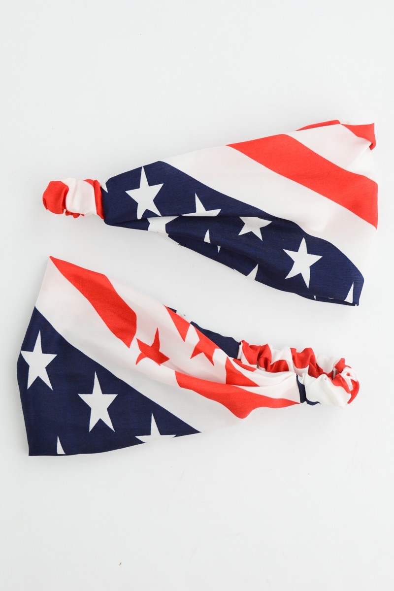 Women Patriotic USA American Flag Wide Headwrap Stretch Headband Election Day